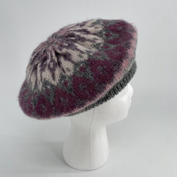 Vintage ARIS Fair Isle Knit Beret Tam O Shanter Acrylic USA Womens One Size - Picture 4 of 10